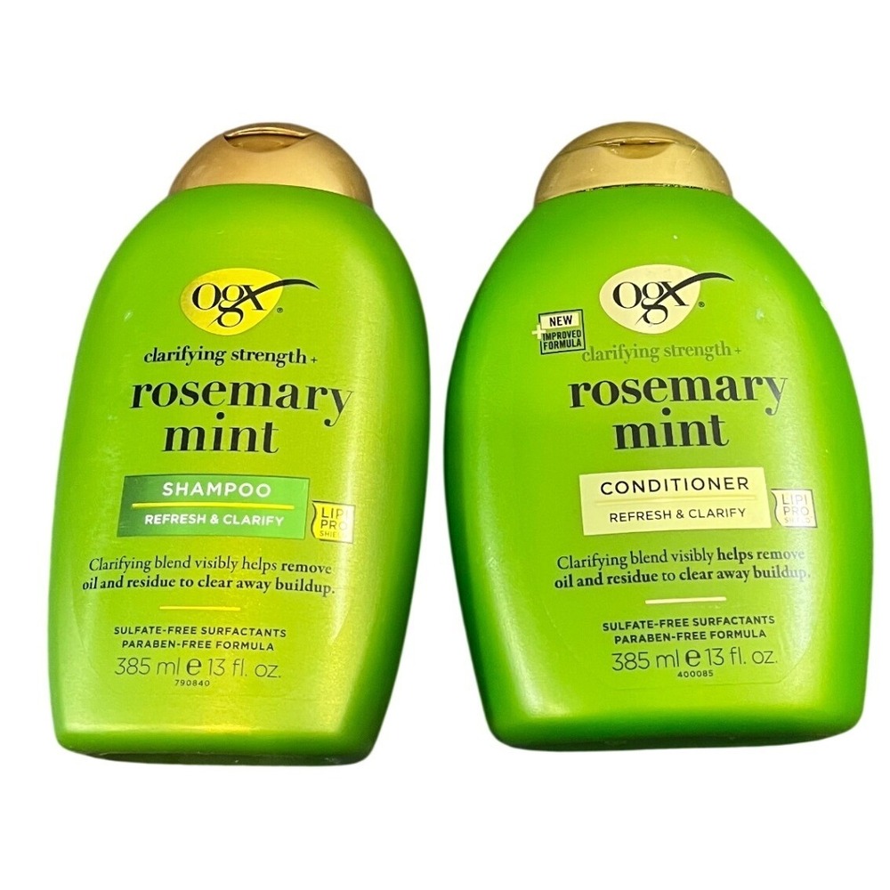 OGX Shampoo Conditioner Set Unisex 13oz Green Rosemary Mint Clarifying Strength
